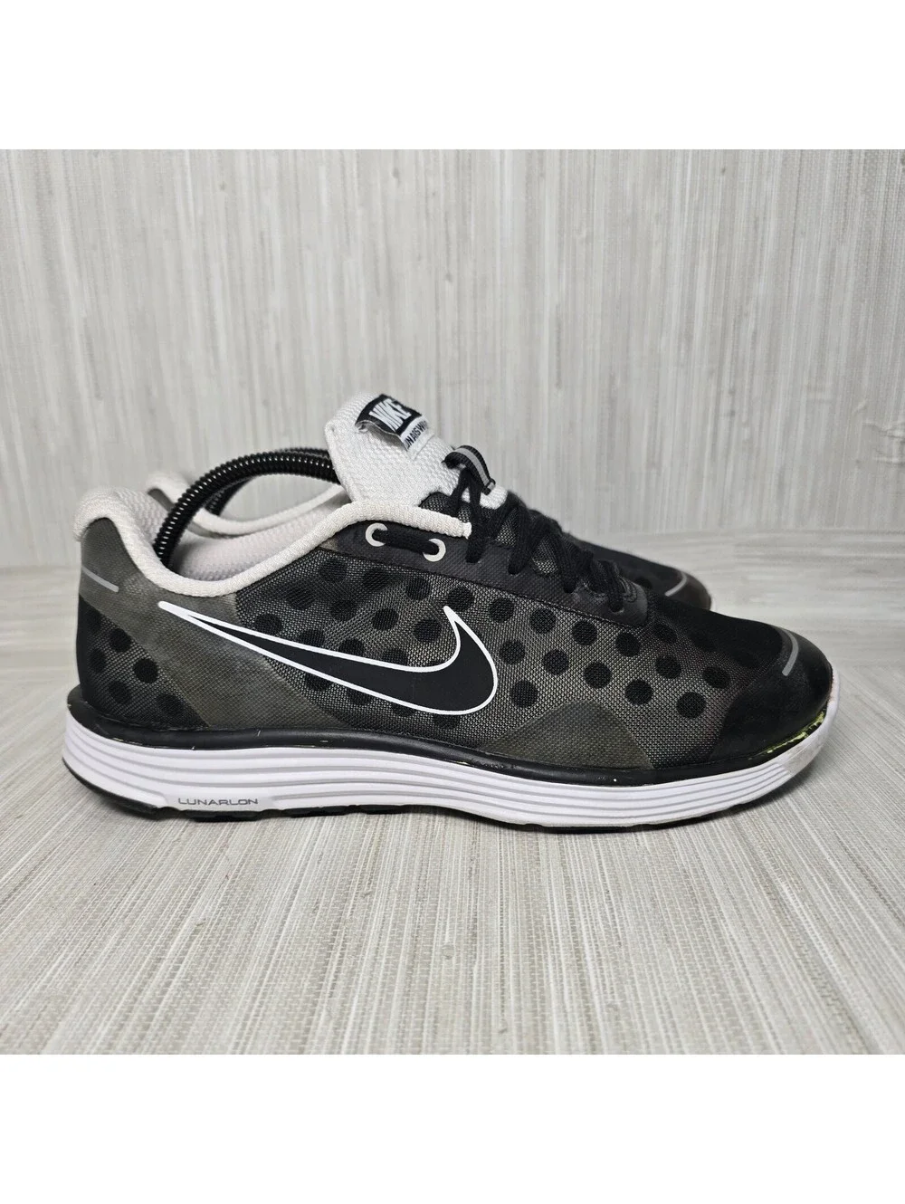Nike LunarSwift+ 2 Polka Dot Black White Men’s 8.5 Running Shoes 443840-001
